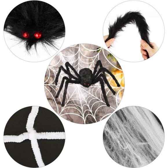 Halloween Spider Decorations Aitey Halloween Scary Giant Spider Set with 4 Large - Picture 6 of 7